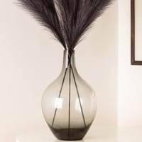RyddeligHome XXL padlóváza pampashoz, 39 cm magas, kerek üvegváza szürke 5