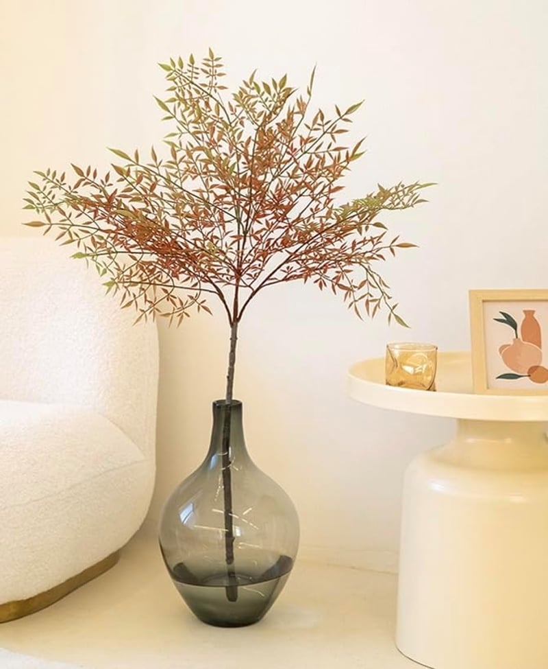 RyddeligHome XXL padlóváza pampashoz, 39 cm magas, kerek üvegváza szürke