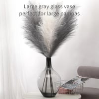 RyddeligHome XXL padlóváza pampashoz, 39 cm magas, kerek üvegváza szürke 7