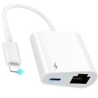 Sieťový adaptér Rydkas Lightning na RJ45 Ethernet LAN pre iPhone, iPad a iPod, 2 v 1, s nabíjacím portom 1