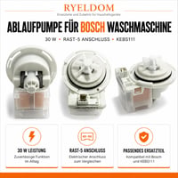 Vypúšťacie čerpadlo RYELDOM pre práčku Bosch 30W s konektorom RAST-5, náhradný diel KEBS111 2