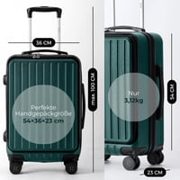 RYER Fedélzeti Bőrönd Laptoptartóval - Kemény ABS Utazóbőrönd Dupla TSA Zárral - Vízálló Kabinbőrönd Névtáblával - 54x36x23 cm Zöld 4
