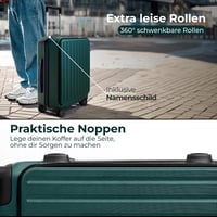 RYER Fedélzeti Bőrönd Laptoptartóval - Kemény ABS Utazóbőrönd Dupla TSA Zárral - Vízálló Kabinbőrönd Névtáblával - 54x36x23 cm Zöld 5