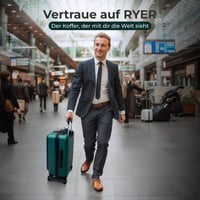 RYER Fedélzeti Bőrönd Laptoptartóval - Kemény ABS Utazóbőrönd Dupla TSA Zárral - Vízálló Kabinbőrönd Névtáblával - 54x36x23 cm Zöld 7