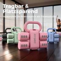 RYGEO 2 v 1 nastaviteľná súprava činiek s kettlebellom pre ženy – 1 – 2,5 kg na činku, max. 5,5 kg v kombinovanom režime – 12 závaží – ružová 2