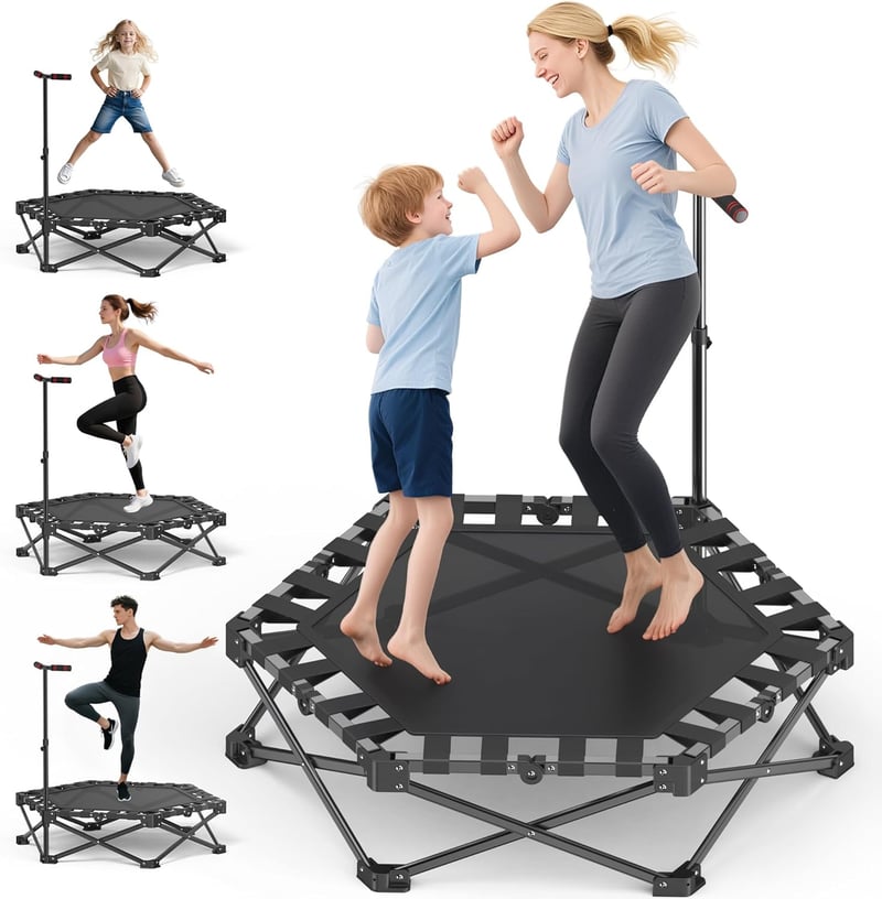 RYGEO 50 Inch Mini Fitness Trampoline 230kg Terhelhetőség Otthoni Edzéshez