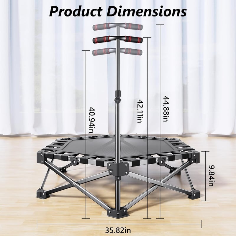 RYGEO 50 Inch Mini Fitness Trampoline 230kg Terhelhetőség Otthoni Edzéshez