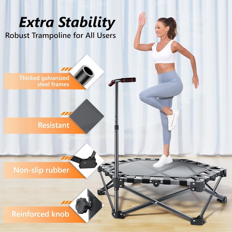 RYGEO 50 Inch Mini Fitness Trampoline 230kg Terhelhetőség Otthoni Edzéshez