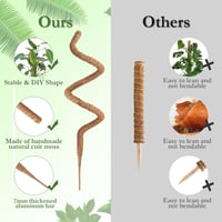 Ryhx Monstera Növénytámasz Szett - 120 cm Hajlítható Kókuszrost Karó Kúszónövényekhez, 2 db Természetes Mohaoszlop Szobanövényekhez 3