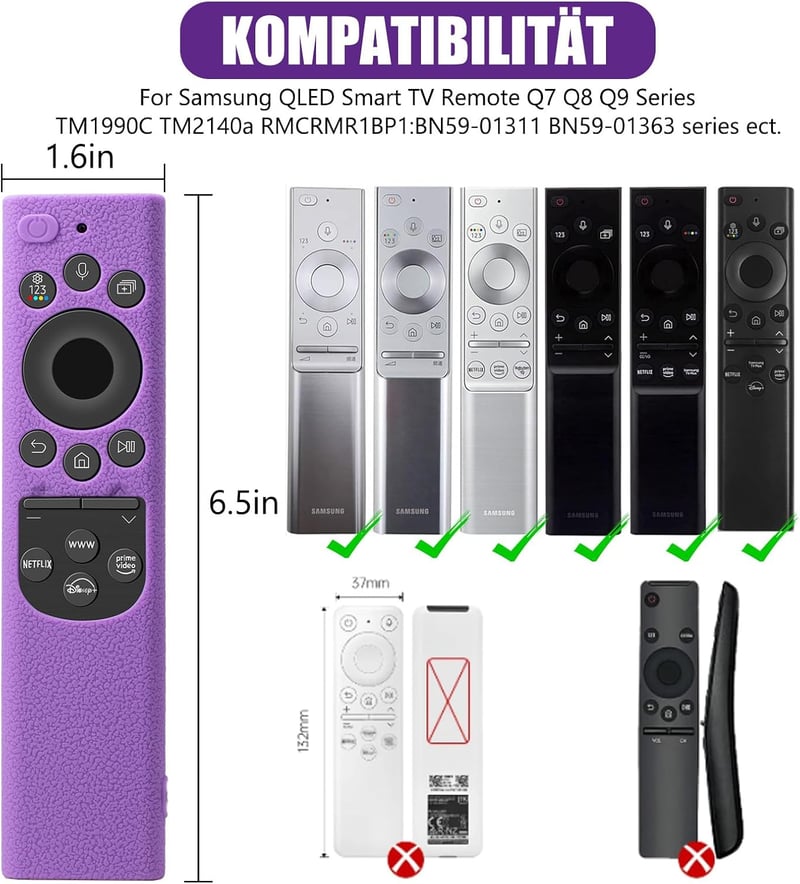RYHX 2 db Szilikon Védőtok Samsung Smart TV Napelemes Távirányítóhoz - Csúszásmentes, Ütésálló BN59-01357/01363/01385 Modellekhez, Nyakpántt