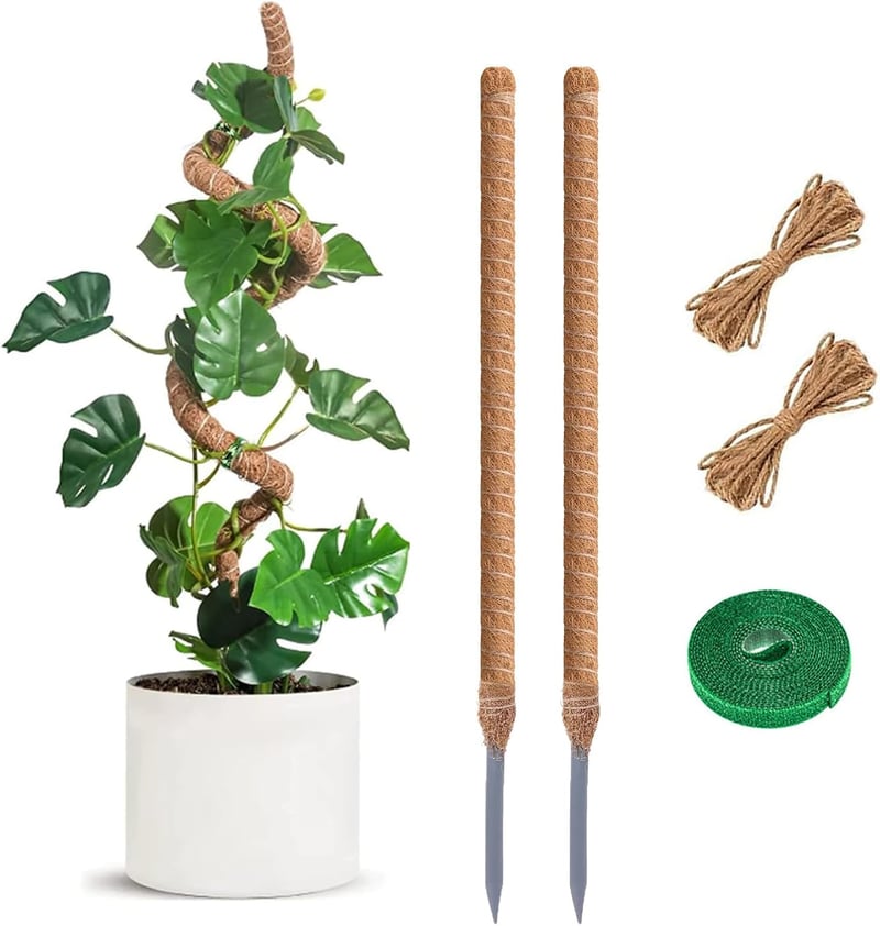 RYHX 60 cm Mohabot Szett - 2 db Hajlítható Kókuszrost Növénytámasz Monstera Növényekhez, Beltéri Kúszónövény Támasz Kiegészítőkkel