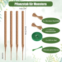 RYHX 65 cm Hajlítható Monstera Növénytámasz Szett - 4 db Természetes Kókuszrost Mohakaró Szobanövényekhez, Kúszónövényekhez, DIY Formázható  2