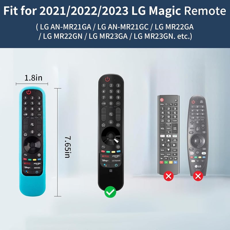 RYHX Szilikon Védőtok LG Magic Remote Távirányítóhoz - AN-MR21GA/GC, MR22GN/GA Modellekhez, Csúszásmentes, Ütésálló, Sötétben Világító (Kék+