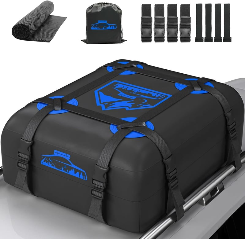 Rymopuey 425L összecsukható tetőbox kék vízálló autó tetőtáska 6 szíjjal - 15 cubic blue