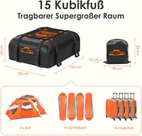 Rymopuey 425L összecsukható tetőbox vízálló autó tetőtáska 6 szíjjal - 425L-Arancia 3