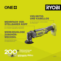 Unealtă Multifuncțională cu Acumulator RYOBI ONE+ R18MT-0 18V, Fără Cheie 2