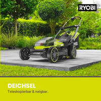 Mașină de tuns iarba cu acumulator Ryobi RY18LMX40A-150 18V ONE+ fără perii – lățime de tăiere 40 cm, reglaj pe înălțime în 6 trepte 20-70 mm, 700 m², adaptor pentru mulcire, acumulator 5,0 Ah 4