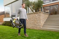 Mașină de tuns iarba cu acumulator Ryobi RY18LMX40A-150 18V ONE+ fără perii – lățime de tăiere 40 cm, reglaj pe înălțime în 6 trepte 20-70 mm, 700 m², adaptor pentru mulcire, acumulator 5,0 Ah 8