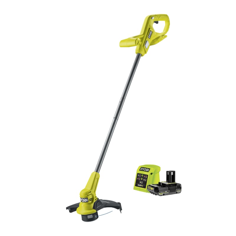 Motocoasă cu acumulator RYOBI RY18LT23A-120P 18V ONE+, lățime de tăiere 23 cm, cu lamă din plastic, acumulator 2,0 Ah și încărcător