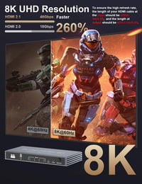 Rytaki 4 az 1-ben HDMI 2.1 kapcsoló, 8K/60Hz, 4K/240Hz, HDR, távirányítóval, alumínium 3