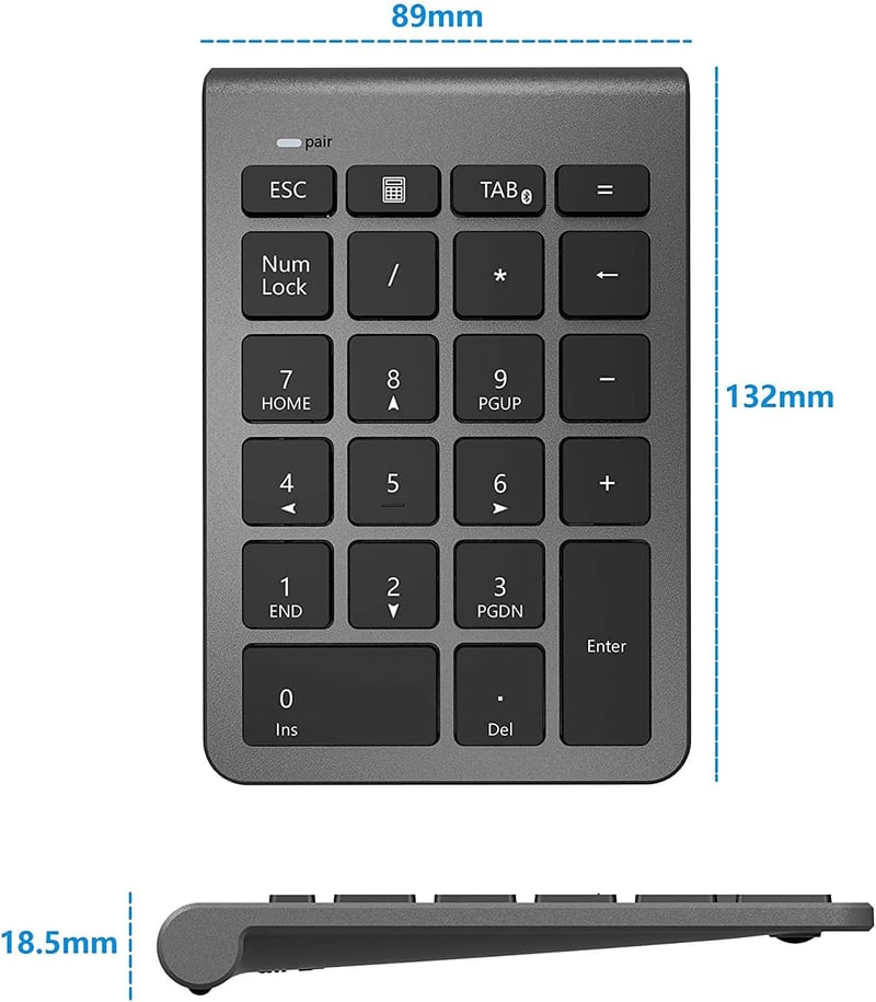 Rytaki Bluetooth Numerikus Billentyűzet - 22 Gombos Vezeték Nélküli Számbillentyűzet Laptophoz, PC-hez - Adatbevitel, Könyvelés, Excel Táblá