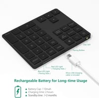 Rytaki Bluetooth Numerikus Billentyűzet - 34 Gombos Vezeték Nélküli Számpad, Újratölthető, Windows Kompatibilis Laptophoz, Tablethez 3