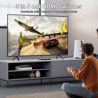 Rytaki HDMI 2.1 Switch 5 bemenet 1 kimenet - 8K@60Hz 4K@120Hz váltó távirányítóval, Xbox PS5 PC TV kompatibilis HDMI elosztó 5