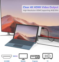 Rytaki Microsoft Surface Pro 7 USB-C Hub Dokkoló, 6-in-2 Alumínium Adapter 4K HDMI, Type-C, 2 USB 3.0 Port, SD/TF Kártyaolvasó (2019) 4