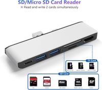 Rytaki Microsoft Surface Pro 7 USB-C Hub Dokkoló, 6-in-2 Alumínium Adapter 4K HDMI, Type-C, 2 USB 3.0 Port, SD/TF Kártyaolvasó (2019) 6