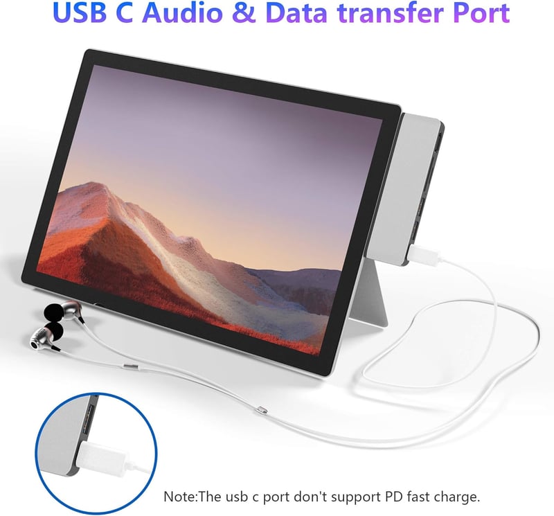 Rytaki Microsoft Surface Pro 7 USB-C Hub Dokkoló, 6-in-2 Alumínium Adapter 4K HDMI, Type-C, 2 USB 3.0 Port, SD/TF Kártyaolvasó (2019)