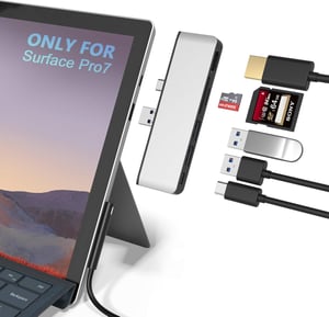 Rytaki Microsoft Surface Pro 7 USB-C Hub priključna stanica, 6-u-2 Aluminijski adapter 4K HDMI, Type-C, 2 USB 3.0 porta, SD/TF čitač kartica (2019)