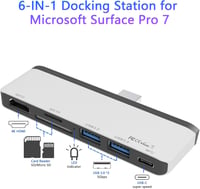 Rytaki Microsoft Surface Pro 7 USB-C Hub Dokkoló, 6-in-2 Alumínium Adapter 4K HDMI, Type-C, 2 USB 3.0 Port, SD/TF Kártyaolvasó (2019) 3