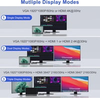 Rytaki Surface Dock 12 az 1-ben, Triple Display HDMI+VGA dokkoló Pro/Laptop/Go/Book 3