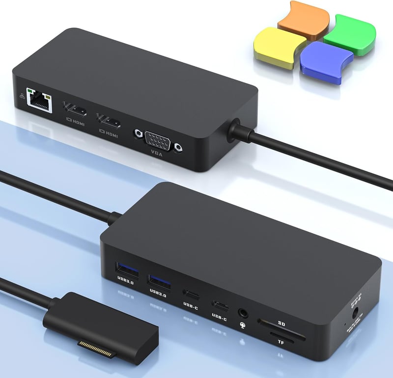 Rytaki Surface Dock 12 az 1-ben, Triple Display HDMI+VGA dokkoló Pro/Laptop/Go/Book