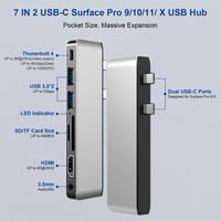Rytaki Surface Pro 9/10/11/X Dokkoló Állomás - 4K HDMI, USB-C Thunderbolt 4, 100W PD Töltés, USB 3.0, Audio, SD/TF Kártyaolvasó Csatlakozó 2