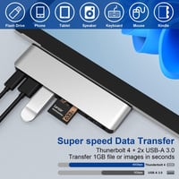 Rytaki Surface Pro 9/10/11/X Dokkoló Állomás - 4K HDMI, USB-C Thunderbolt 4, 100W PD Töltés, USB 3.0, Audio, SD/TF Kártyaolvasó Csatlakozó 6