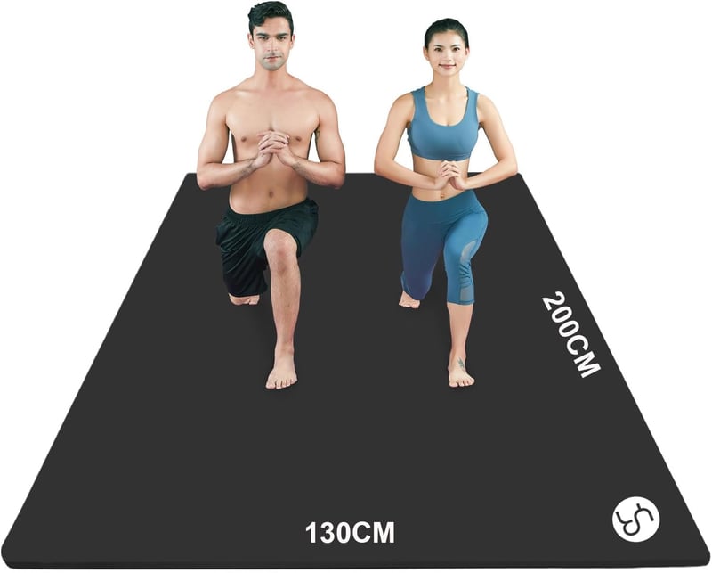 RYTMAT XXL jógamatrac NBR fekete 200 x 130 cm, 15 mm/10 mm vastag, edzéshez, jóga, pilates, gimnasztika, kisállat felnőtteknek
