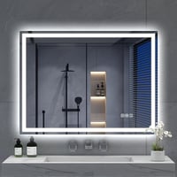 S'bagno 80x60 cm Fürdőszobai Tükör LED Világítással, Bluetooth Hangszóróval - Páramentesítő, Érintésérzékelős, Fényerőszabályzós, Függőleges 1
