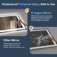 S'bagno 80x60 cm Fürdőszobai Tükör LED Világítással, Bluetooth Hangszóróval - Páramentesítő, Érintésérzékelős, Fényerőszabályzós, Függőleges 7