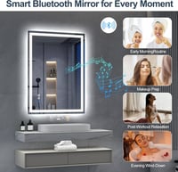 S'bagno 80x60 cm Fürdőszobai Tükör LED Világítással, Bluetooth Hangszóróval - Páramentesítő, Érintésérzékelős, Fényerőszabályzós, Függőleges 3
