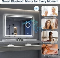 S'bagno Bluetooth Fürdőszobai Tükör LED Világítással 100x70 cm - 5x Nagyítóval, Páramentesítővel, 3 Színhőmérséklettel 4