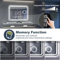 S'bagno Bluetooth Fürdőszobai Tükör LED Világítással 100x70 cm - 5x Nagyítóval, Páramentesítővel, 3 Színhőmérséklettel 6