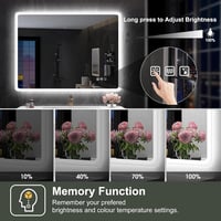 S'bagno Fürdőszobai LED Tükör 60x80 cm - Érintésérzékelős, Fényerőszabályozható, Színhőmérséklet Váltás, Bluetooth Hangszóró, Páramentesítő  6