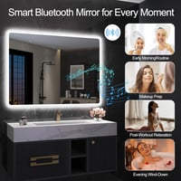 S'bagno Fürdőszobai LED Tükör 60x80 cm - Érintésérzékelős, Fényerőszabályozható, Színhőmérséklet Váltás, Bluetooth Hangszóró, Páramentesítő  2