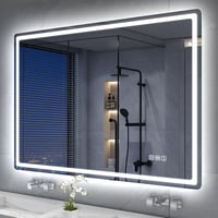 S'bagno Fürdőszobai Tükör Hangszóróval és LED Világítással, 100x70 cm, Bluetooth , Páramentesítővel, Érintésvezérléssel 1