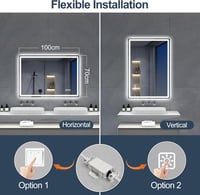 S'bagno Fürdőszobai Tükör Hangszóróval és LED Világítással, 100x70 cm, Bluetooth , Páramentesítővel, Érintésvezérléssel 9