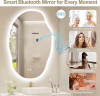 S'bagno Fürdőszobai Tükör LED Világítással 60x90 cm - Bluetooth, Páramentesítő, 3 Színhőmérséklet, Fényerőszabályzás, IP44 Vízálló, Memória  3