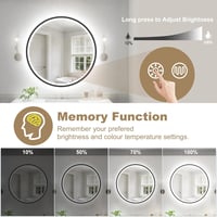 S'bagno Kerek Fürdőszobai Tükör 600 mm - Alumínium Keret, LED Világítás, Páramentesítő Funkcióval, 3000-6500K Színhőmérséklet, Fekete 7