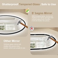 S'bagno Kerek Fürdőszobai Tükör 600 mm - Alumínium Keret, LED Világítás, Páramentesítő Funkcióval, 3000-6500K Színhőmérséklet, Fekete 8