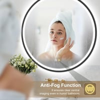 S'bagno Kerek Fürdőszobai Tükör 600 mm - Alumínium Keret, LED Világítás, Páramentesítő Funkcióval, 3000-6500K Színhőmérséklet, Fekete 4